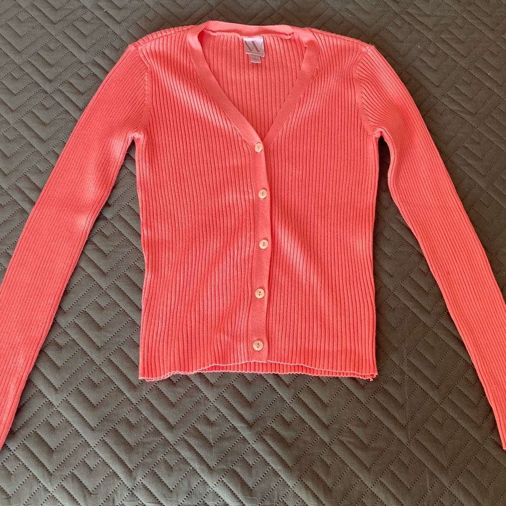 Peach colored button up cardigan - Picture 2 of 4